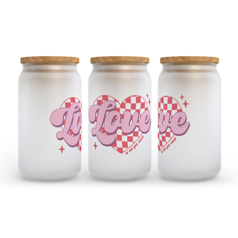 Love Valentine's Day Frosted Glass Can Tumbler
