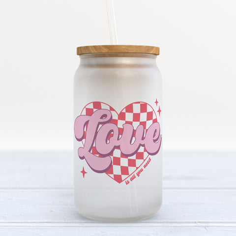 Love Valentine's Day Frosted Glass Can Tumbler