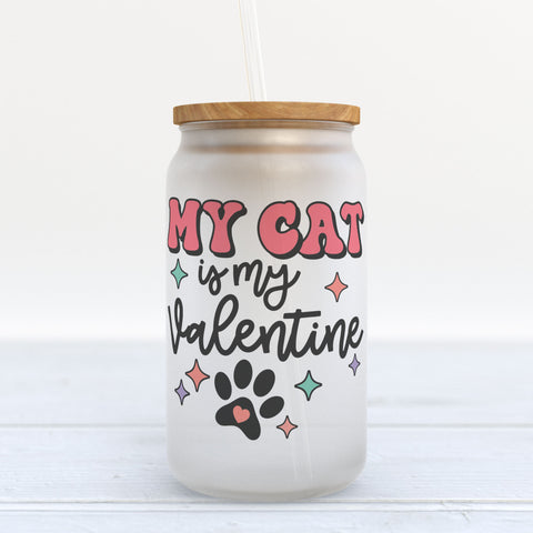 My Cat is My Valentine Frosted Glass Can Tumbler