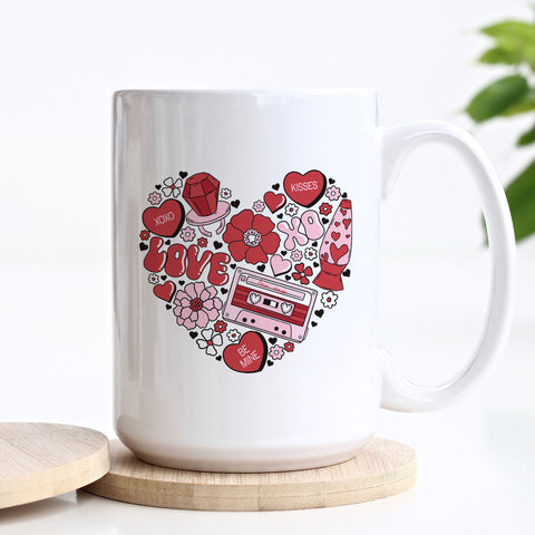 Love Retro Cassette Tape Valentine's Day Mug