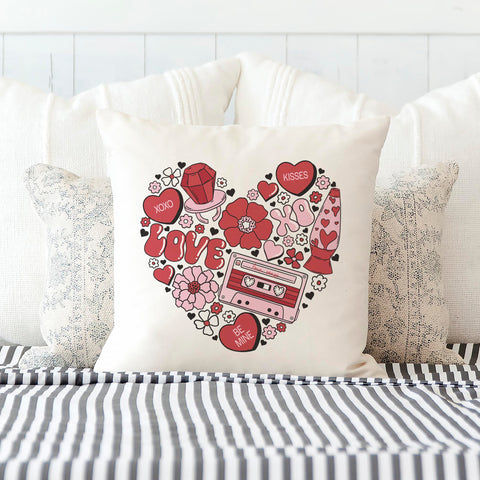 Love Retro Cassette Tape Valentine's Day Pillow Cover