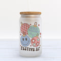 Festive AF Retro Christmas Ornaments Frosted Glass Can Tumbler
