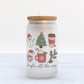 Jingle All the Way Retro Christmas Frosted Glass Can Tumbler