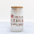 Santa Claus Hot Cocoa Christmas Lights Retro Frosted Glass Can Tumbler