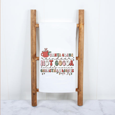 Santa Claus, Hot Cocoa and Christmas Lights Kitchen Towel