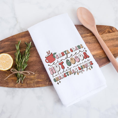 Santa Claus, Hot Cocoa and Christmas Lights Kitchen Towel