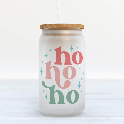 Ho Ho Ho Christmas Retro Frosted Glass Can Tumbler