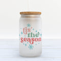 Tis the Season Christmas Retro Frosted Glass Can Tumbler