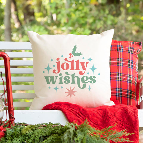 Jolly Wishes Christmas Pillow Cover