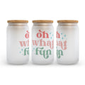 Oh What Fun Christmas Retro Frosted Glass Can Tumbler