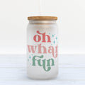 Oh What Fun Christmas Retro Frosted Glass Can Tumbler