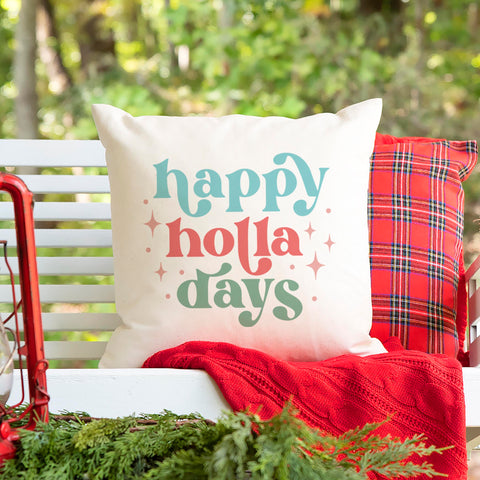 Happy Holla Days Christmas Pillow Cover