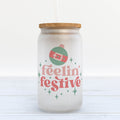 Feeling Festive Christmas Retro Frosted Glass Can Tumbler