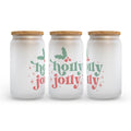Holly Jolly Christmas Retro Frosted Glass Can Tumbler