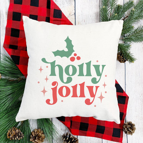 Holly Jolly Christmas Pillow Cover