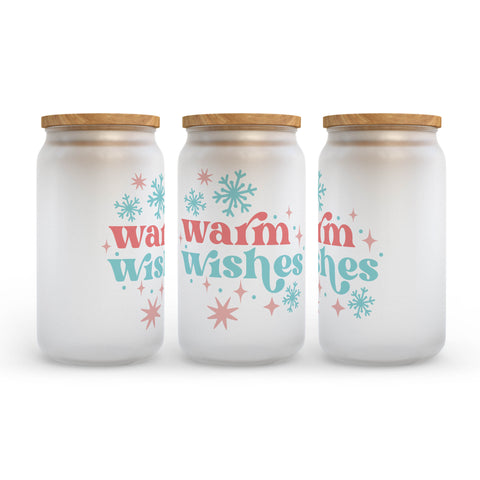 Warm Wishes Christmas Retro Frosted Glass Can Tumbler