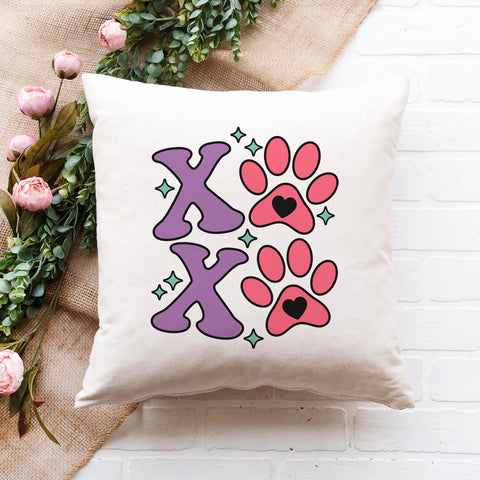 XOXO Paw Prints Pillow Cover