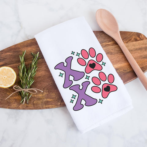 XOXO Paw Print Kitchen Towel