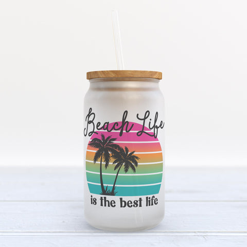 Beach Life is the Best Life Frosted Glass Can Tumbler