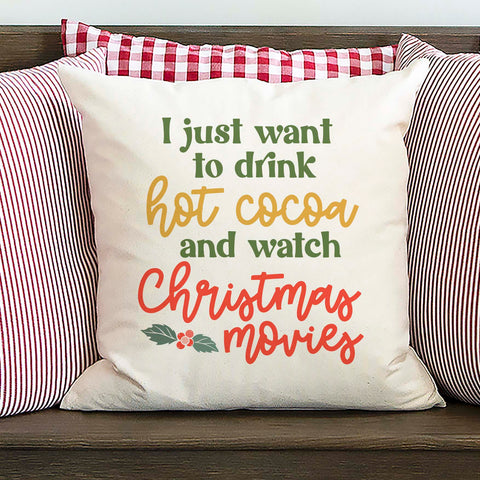 Hot Cocoa and Christmas Movies Pillow Cover