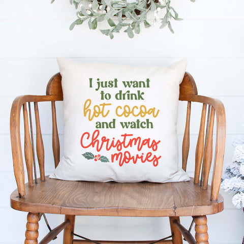 Hot Cocoa and Christmas Movies Pillow Cover