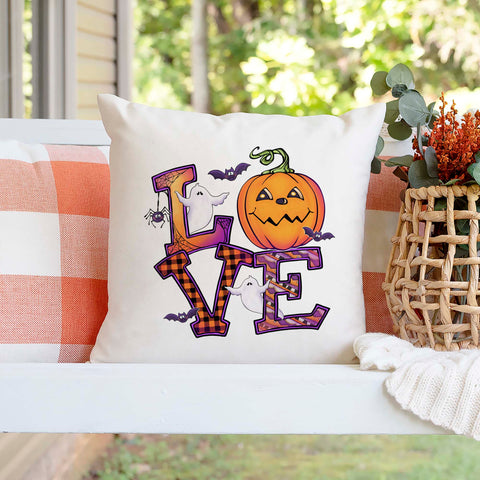 Love Halloween Pumpkin Pillow Cover