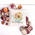 fall floral blue pumpkin personalized linen pillow cover, modern farmhouse home decor, boho home decor, cottage core home decor
