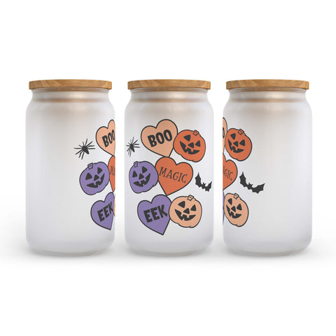 Halloween Magic Pumpkins Frosted Glass Can Tumbler