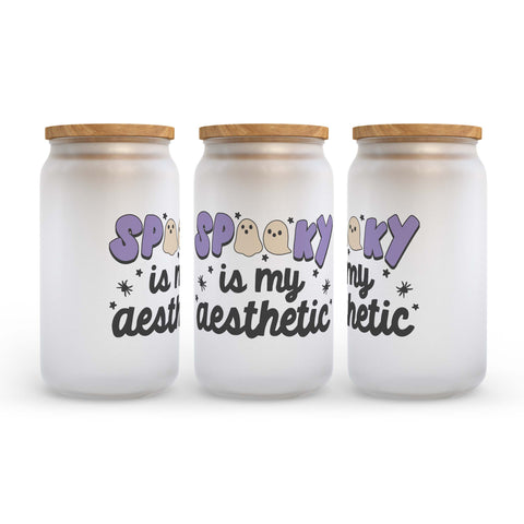 Spooky is My Aesthetic Halloween Frosted Glass Can Tumbler