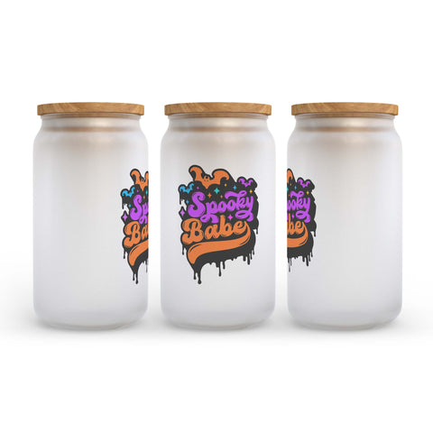 Spooky Babe Halloween Frosted Glass Can Tumbler