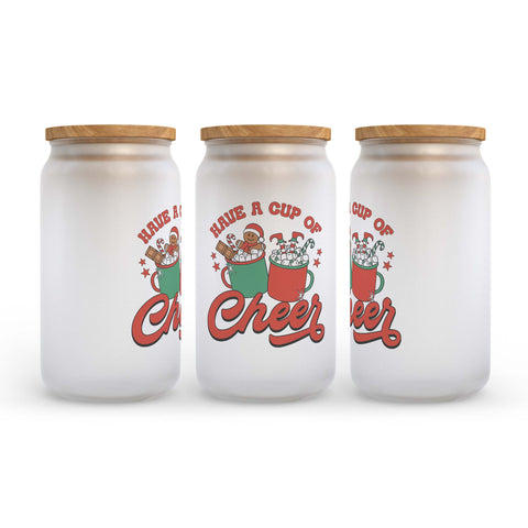 Have a Cup of Cheer Gingerbread Man Christmas Frosted Glass Can Tumbler
