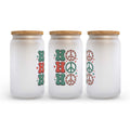 Ho Ho Ho Peace Signs Christmas Frosted Glass Can Tumbler