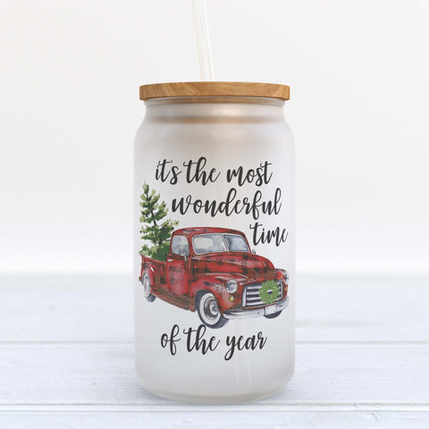 It's the Most Wonderful Time of Year Frosted Glass Can Tumbler