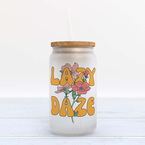 Lazy Daze Frosted Glass Can Tumbler