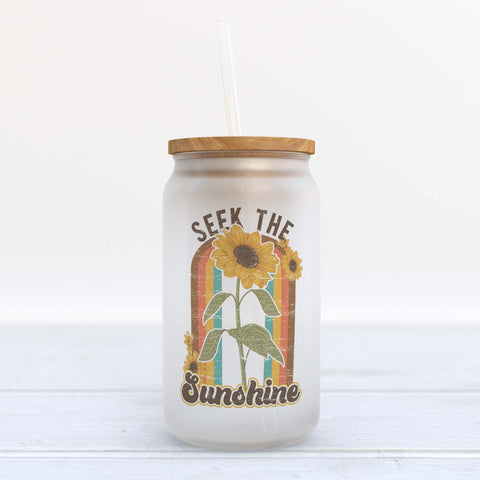 Seek the Sunshine Frosted Glass Can Tumbler