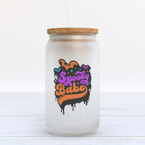 Spooky Babe Halloween Frosted Glass Can Tumbler