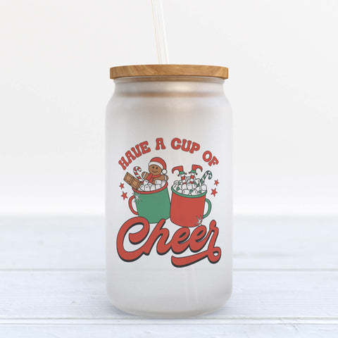 Have a Cup of Cheer Gingerbread Man Christmas Frosted Glass Can Tumbler