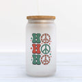 Ho Ho Ho Peace Signs Christmas Frosted Glass Can Tumbler