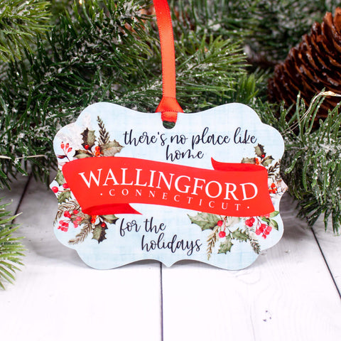 There's no place like home for the holidays custom hometown aluminum christmas ornament