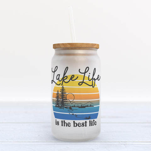 Lake Life is the Best Life Frosted Glass Can Tumbler