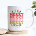 Merry and Bright Retro Christmas Mug