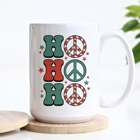 Ho Ho Ho Peace Signs Christmas Ceramic Mug