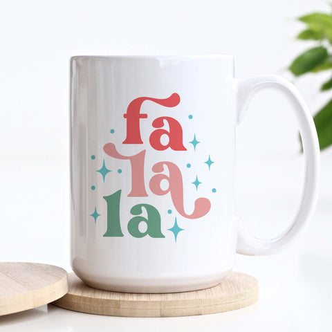 Fa La La Retro Christmas Ceramic Mug