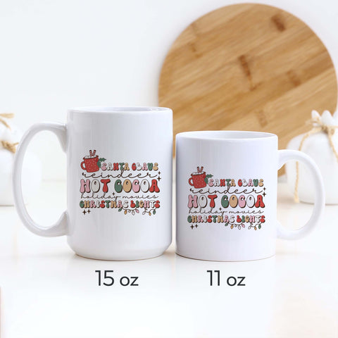 Santa Claus, Hot Cocoa and Christmas Lights Ceramic Mug