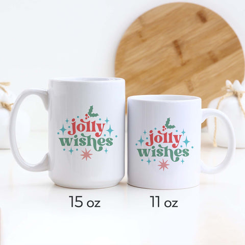 Jolly Wishes Retro Christmas Ceramic Mug
