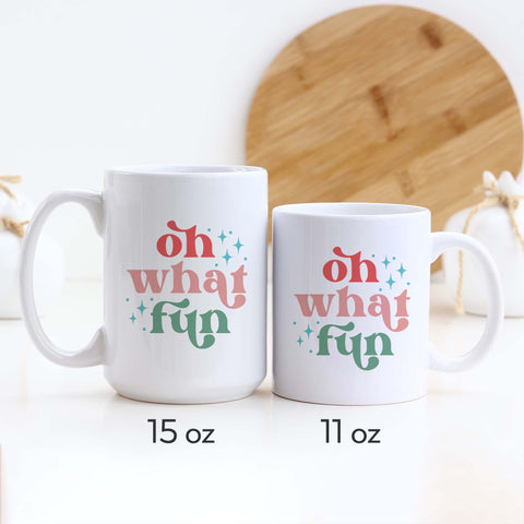 Oh What Fun Retro Christmas Ceramic Mug