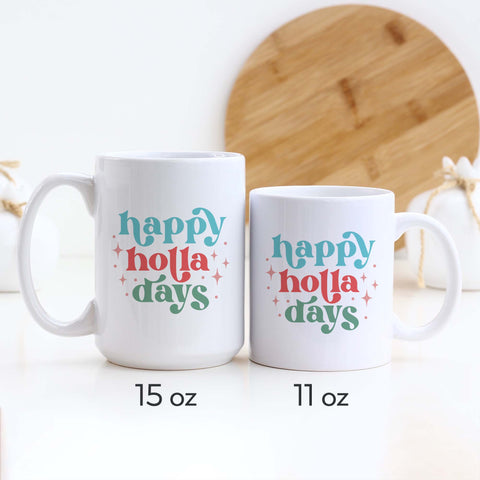 Happy Holla Days Retro Christmas Ceramic Mug