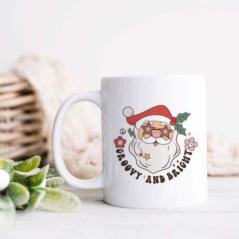 Groovy and Bright Retro Christmas Ceramic Mug