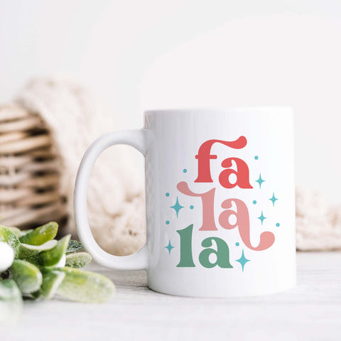 Fa La La Retro Christmas Ceramic Mug