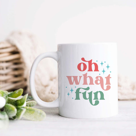 Oh What Fun Retro Christmas Ceramic Mug